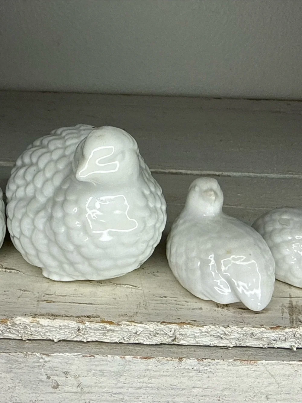 VTG Set of 4 Napcoware White Quail Figurines C9323 Import Japan Ceramic Birds